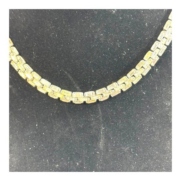 Impressive 1950s Bogoff Baguette Rhinestone & Silver-tone Choker Necklace 16" - Picture 8 of 8